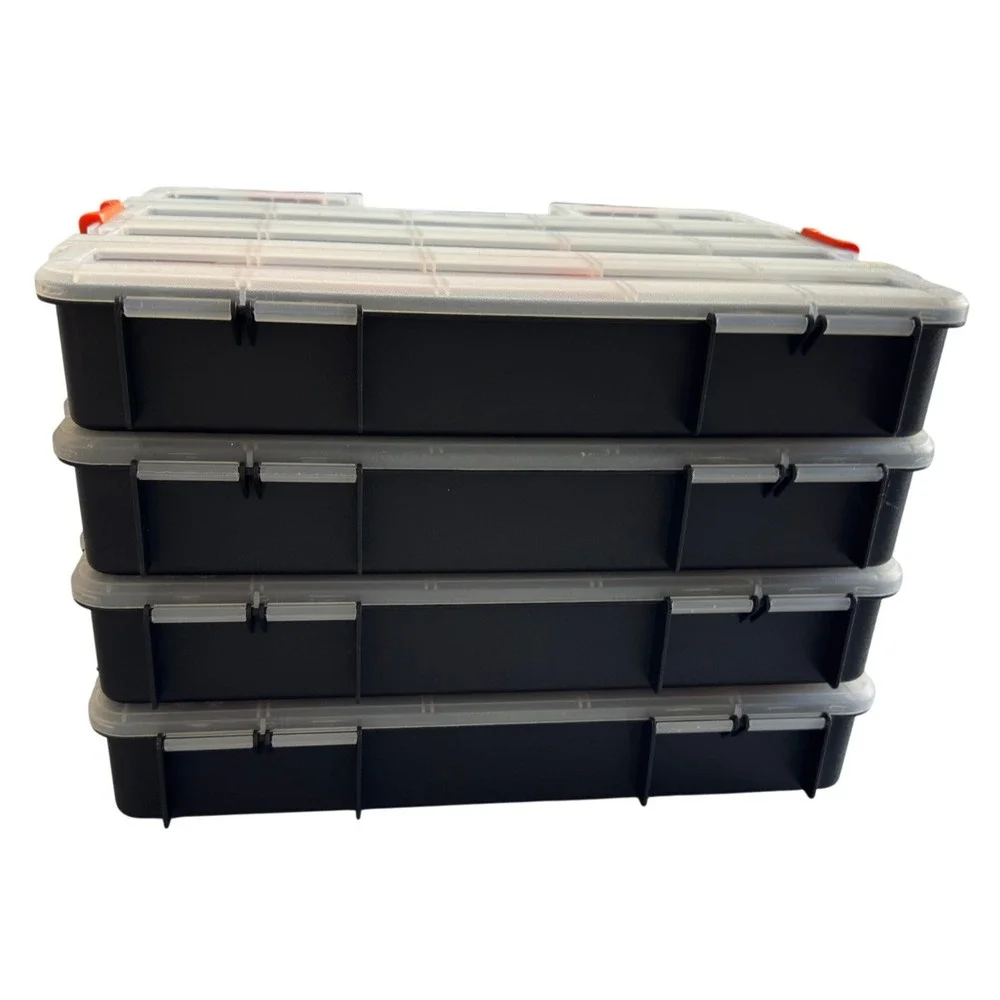 Tactix 2-in-1 Interlocking Tool Organizer Set Black Orange Hardware Storage Case